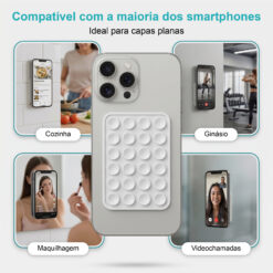 Suporte de Silicone com Ventosas para Telemóvel – Fixação Forte em Superfícies Múltiplas – Branco AC-09 - Image 8