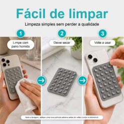 Suporte de Silicone com Ventosas para Telemóvel – Fixação Forte em Superfícies Múltiplas – Cinzento AC-09 - Image 7