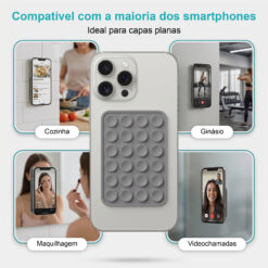 Suporte de Silicone com Ventosas para Telemóvel – Fixação Forte em Superfícies Múltiplas – Cinzento AC-09 - Image 8