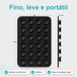 Suporte de Silicone com Ventosas para Telemóvel – Fixação Forte em Superfícies Múltiplas – Negro AC-09 - Image 3