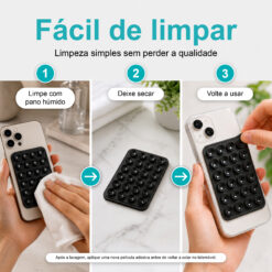Suporte de Silicone com Ventosas para Telemóvel – Fixação Forte em Superfícies Múltiplas – Negro AC-09 - Image 7