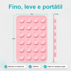 Suporte de Silicone com Ventosas para Telemóvel – Fixação Forte em Superfícies Múltiplas – Rosa AC-09 - Image 3