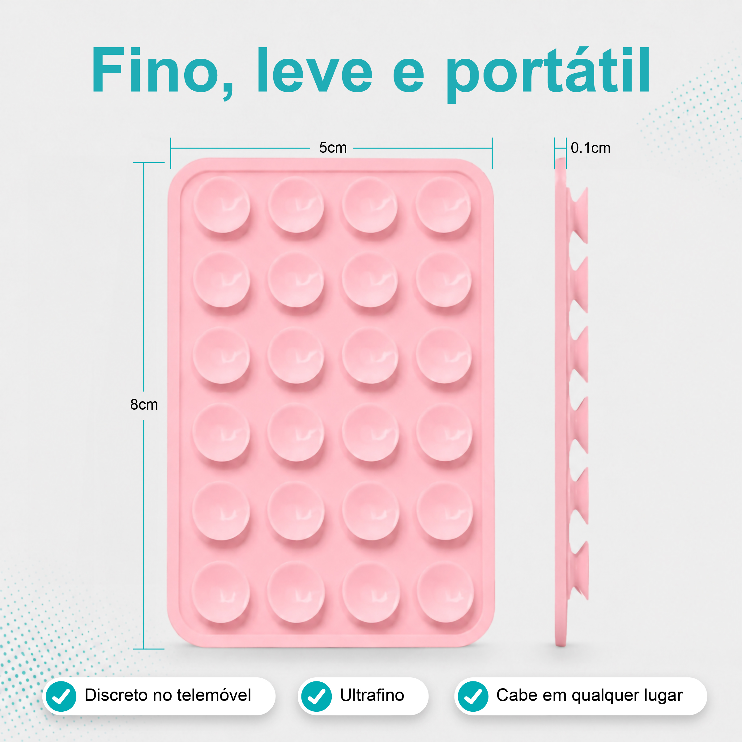 Suporte de Silicone com Ventosas para Telemóvel – Fixação Forte em Superfícies Múltiplas – Rosa AC-09 - Image 3
