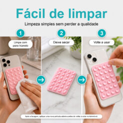 Suporte de Silicone com Ventosas para Telemóvel – Fixação Forte em Superfícies Múltiplas – Rosa AC-09 - Image 7