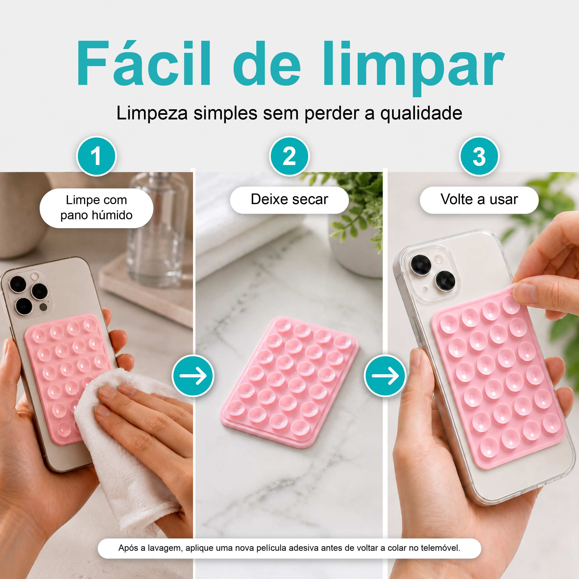 Suporte de Silicone com Ventosas para Telemóvel – Fixação Forte em Superfícies Múltiplas – Rosa AC-09 - Image 7
