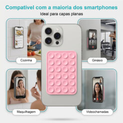 Suporte de Silicone com Ventosas para Telemóvel – Fixação Forte em Superfícies Múltiplas – Rosa AC-09 - Image 8