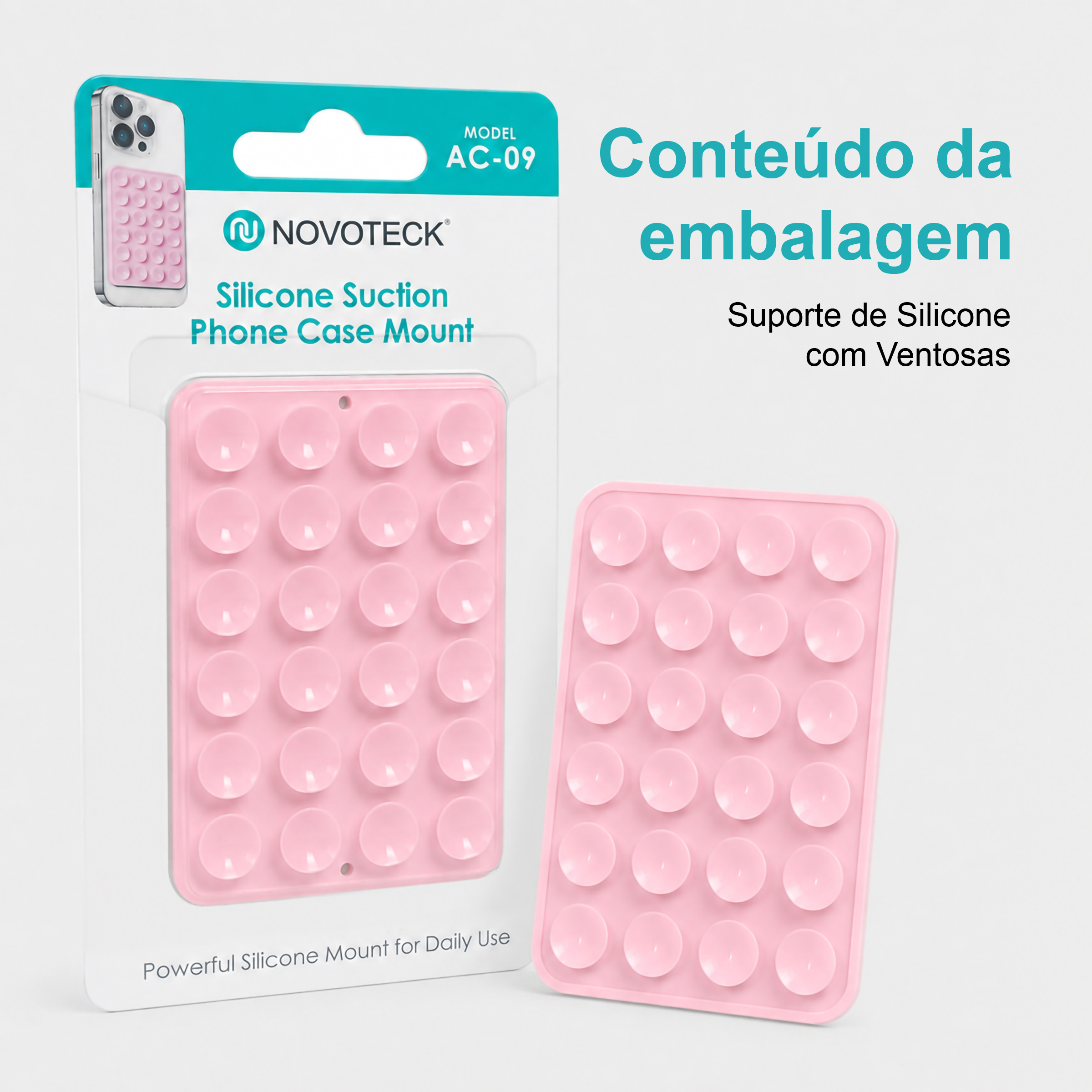 Suporte de Silicone com Ventosas para Telemóvel – Fixação Forte em Superfícies Múltiplas – Rosa AC-09 - Image 10
