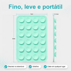 Suporte de Silicone com Ventosas para Telemóvel – Fixação Forte em Superfícies Múltiplas – Verde Água AC-09 - Image 3