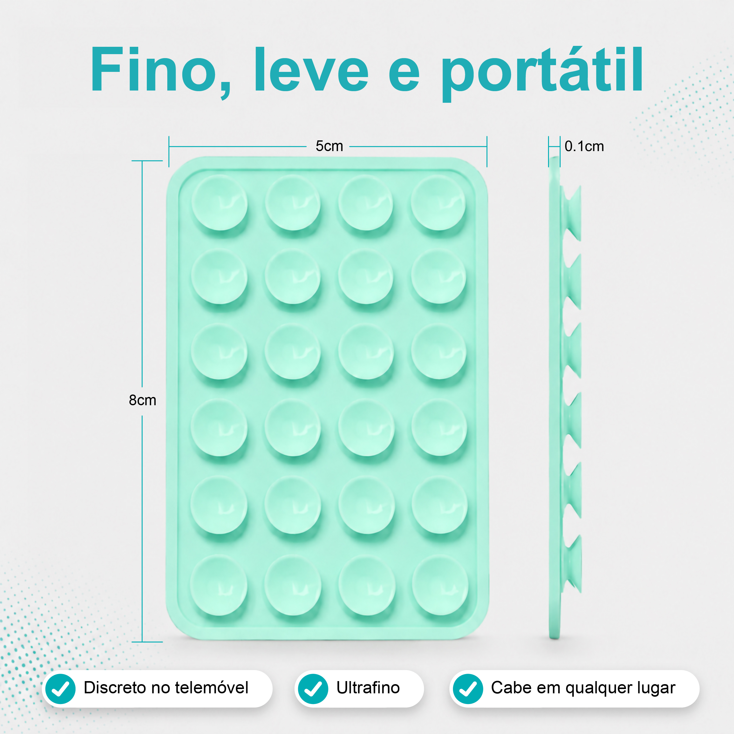 Suporte de Silicone com Ventosas para Telemóvel – Fixação Forte em Superfícies Múltiplas – Verde Água AC-09 - Image 3