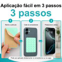 Suporte de Silicone com Ventosas para Telemóvel – Fixação Forte em Superfícies Múltiplas – Verde Água AC-09 - Image 6