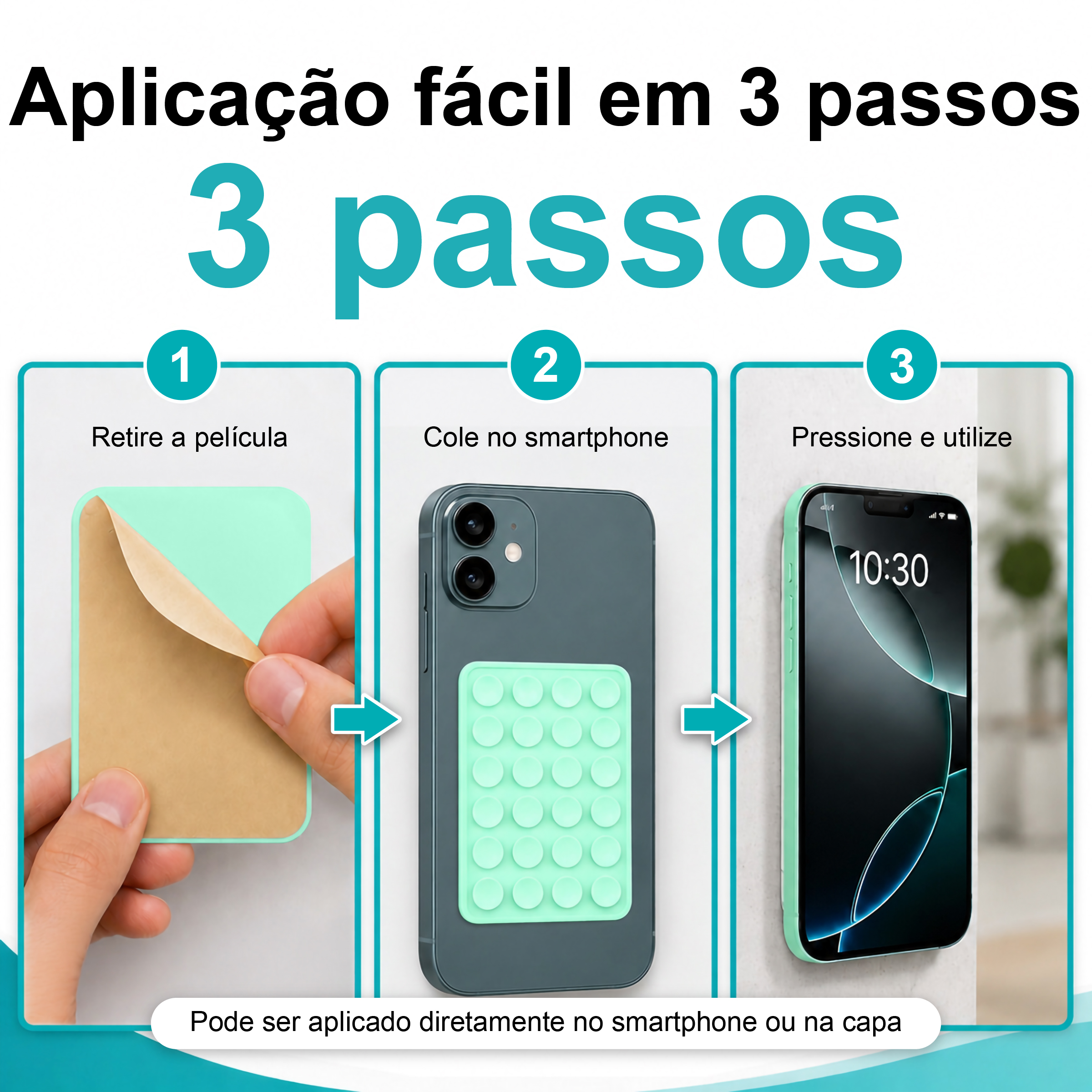 Suporte de Silicone com Ventosas para Telemóvel – Fixação Forte em Superfícies Múltiplas – Verde Água AC-09 - Image 6