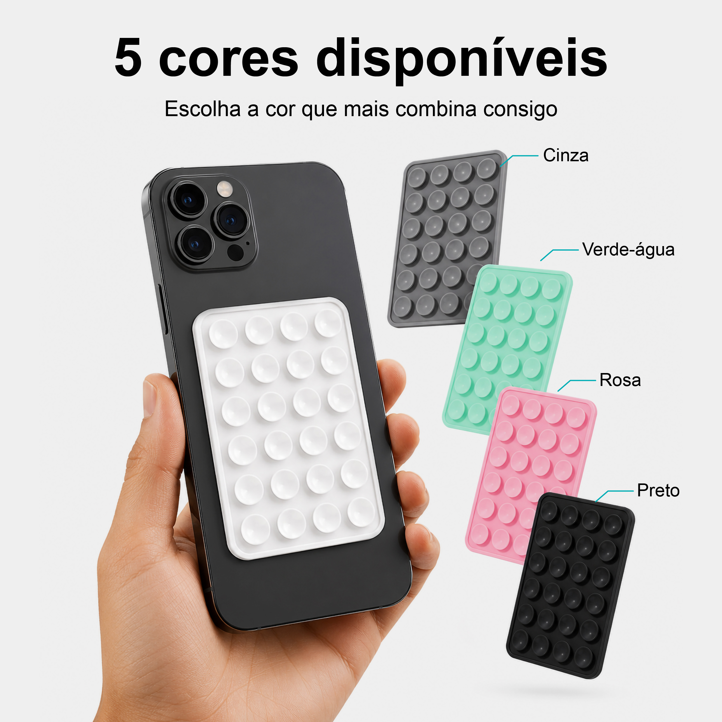 Suporte de Silicone com Ventosas para Telemóvel – Fixação Forte em Superfícies Múltiplas – Verde Água AC-09 - Image 9