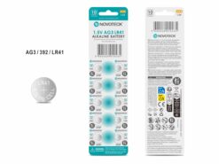 Pack 10 Pilhas Botão NOVOTECK AG3 / LR41 / 392, 1.5V Alcalinas, para Relógios, Calculadoras e Pequenos Dispositivos