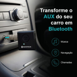 Receptor Bluetooth AUX NOVOTECK HK-079 – Versão BT 5.3 com Entrada Tipo-C e Bateria Recarregável – Chamadas Mãos Livres e Áudio Hi-Fi - Image 3