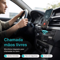 Receptor Bluetooth AUX NOVOTECK HK-079 – Versão BT 5.3 com Entrada Tipo-C e Bateria Recarregável – Chamadas Mãos Livres e Áudio Hi-Fi - Image 5