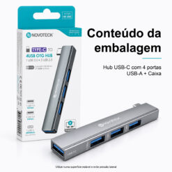 Hub USB-C NOVOTECK HK-085 para Tablet e Portátil, 4 Portas USB, 1 X USB 3.0 + 3 X USB 2.0, OTG Plug & Play - Image 9