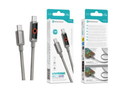 Cabo USB-C para USB-C NOVOTECK S-143, 60W, 1M, com Luz Indicadora, Carregamento Rápido e Transferência de Dados