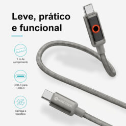 Cabo USB-C para USB-C NOVOTECK S-143, 60W, 1M, com Luz Indicadora, Carregamento Rápido e Transferência de Dados - Image 2