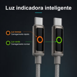 Cabo USB-C para USB-C NOVOTECK S-143, 60W, 1M, com Luz Indicadora, Carregamento Rápido e Transferência de Dados - Image 4