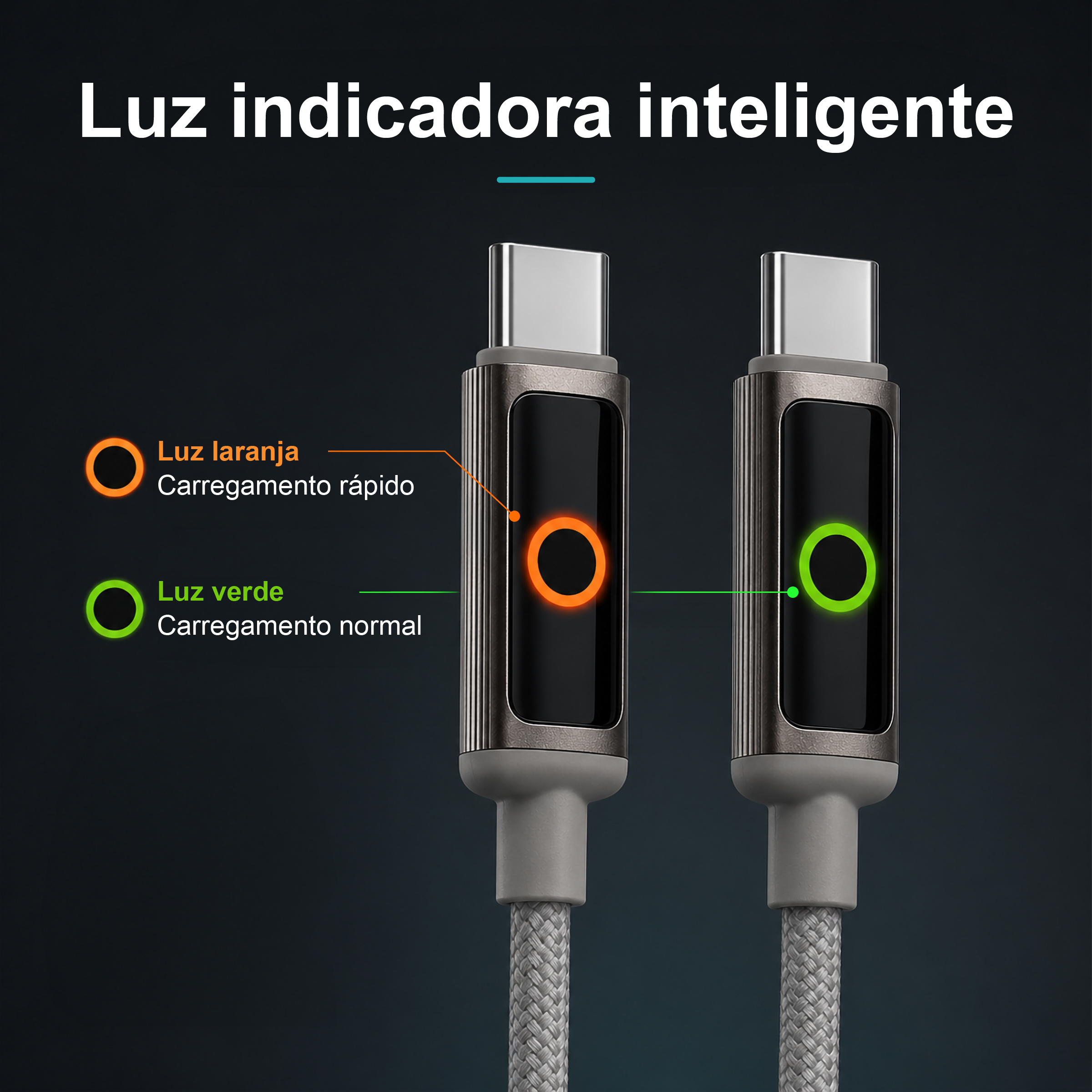 Cabo USB-C para USB-C NOVOTECK S-143, 60W, 1M, com Luz Indicadora, Carregamento Rápido e Transferência de Dados - Image 4