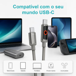 Cabo USB-C para USB-C NOVOTECK S-143, 60W, 1M, com Luz Indicadora, Carregamento Rápido e Transferência de Dados - Image 8