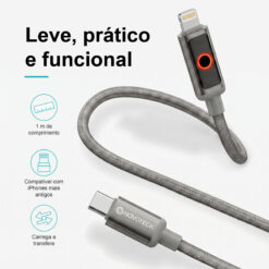 Cabo USB-C para Lightning NOVOTECK S-144, 30W, 1M, com Luz Indicadora, Carregamento Rápido e Transferência de Dados - Image 2