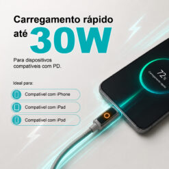 Cabo USB-C para Lightning NOVOTECK S-144, 30W, 1M, com Luz Indicadora, Carregamento Rápido e Transferência de Dados - Image 3