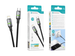 Cabo USB-C para Lightning NOVOTECK S-148, 30W, 1M, com Luz Indicadora Verde, Carregamento Rápido e Transferência de Dados