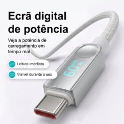 Cabo USB-C para USB-C NOVOTECK S-149, 60W, 1M, com Visor Digital de Potência, Carregamento Rápido e Transferência de Dados - Image 2