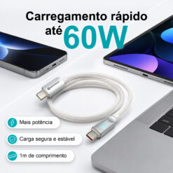 Cabo USB-C para USB-C NOVOTECK S-149, 60W, 1M, com Visor Digital de Potência, Carregamento Rápido e Transferência de Dados - Image 3