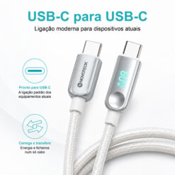 Cabo USB-C para USB-C NOVOTECK S-149, 60W, 1M, com Visor Digital de Potência, Carregamento Rápido e Transferência de Dados - Image 4