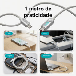 Cabo USB-C para USB-C NOVOTECK S-149, 60W, 1M, com Visor Digital de Potência, Carregamento Rápido e Transferência de Dados - Image 7