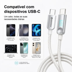Cabo USB-C para USB-C NOVOTECK S-149, 60W, 1M, com Visor Digital de Potência, Carregamento Rápido e Transferência de Dados - Image 8