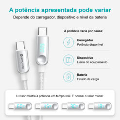 Cabo USB-C para USB-C NOVOTECK S-149, 60W, 1M, com Visor Digital de Potência, Carregamento Rápido e Transferência de Dados - Image 9