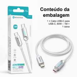 Cabo USB-C para USB-C NOVOTECK S-149, 60W, 1M, com Visor Digital de Potência, Carregamento Rápido e Transferência de Dados - Image 10