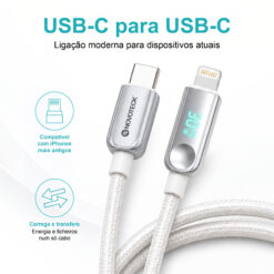 Cabo USB-C para Lightning NOVOTECK S-150, 30W, 1M, com Visor Digital de Potência, Carregamento Rápido e Transferência de Dados - Image 4