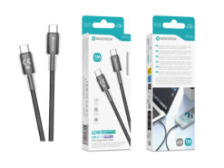 Cabo USB-C para USB-C NOVOTECK S-151, 60W, 1M, Design Transparente, Carregamento Rápido e Transferência de Dados