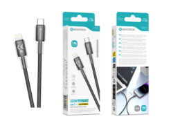 Cabo USB-C para Lightning NOVOTECK S-152 Branco, 30W, 1M, Design Transparente, Carregamento Rápido e Transferência de Dados