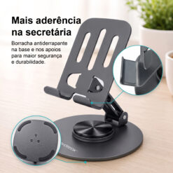 Suporte de Telemóvel Rotativo Dobrável NOVOTECK Z-093 – Ajustável 360º em Metal para Smartphone e Tablet - Image 5