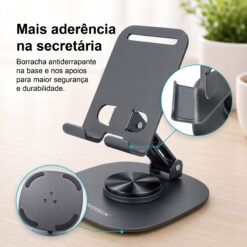 Suporte de Telemóvel Dobrável Rotativo NOVOTECK Z-094 – Base Metálica com Ajuste 360º para Smartphone e Tablet - Image 5
