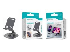 Suporte de Telemóvel Dobrável Rotativo NOVOTECK Z-094 – Base Metálica com Ajuste 360º para Smartphone e Tablet