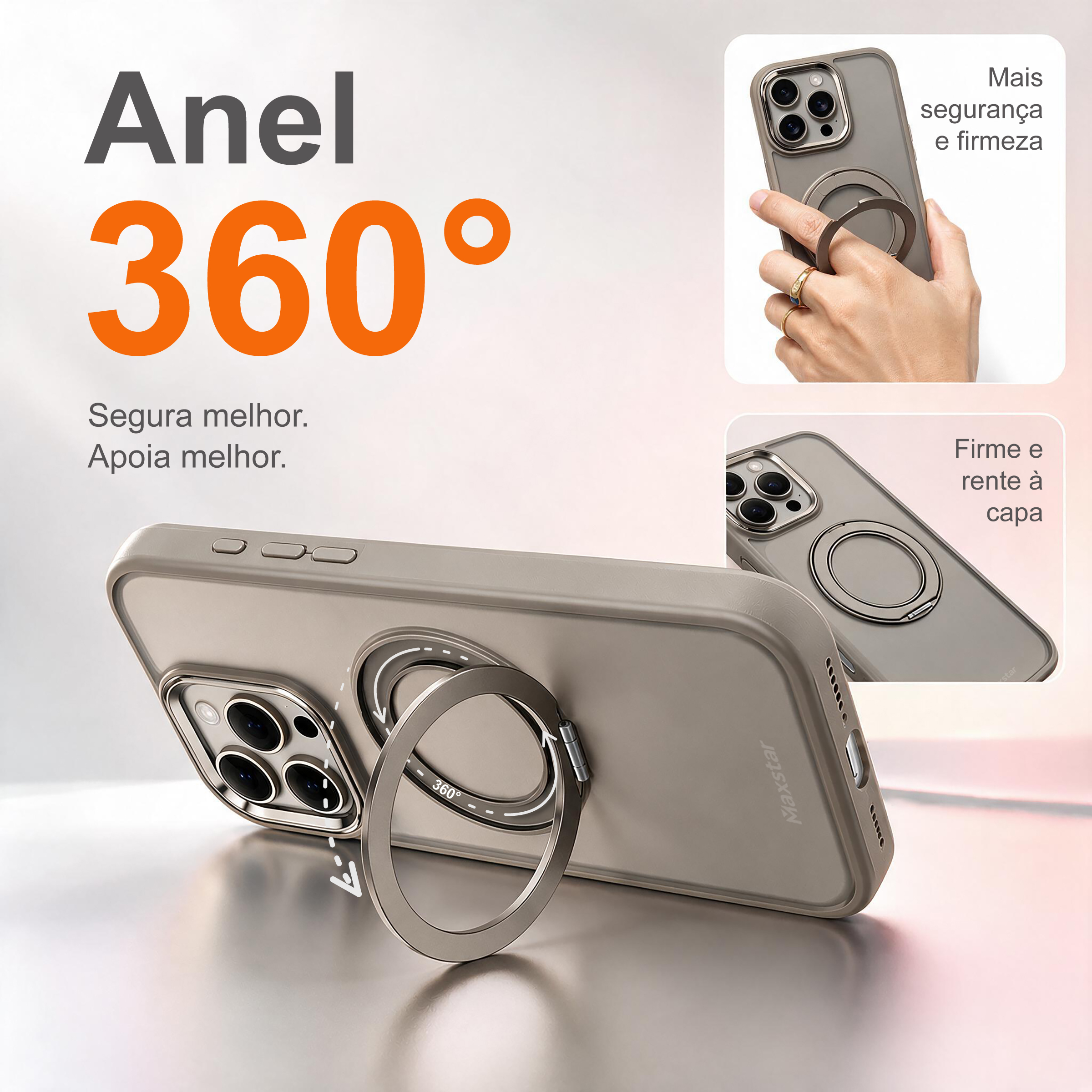 Maxstar MX801 Capa Magnética Antichoque Compatível com MagSafe para Apple iPhone 16 Plus , com Anel Rotativo 360° e Proteção Metálica Elevada da Câmara - Image 4