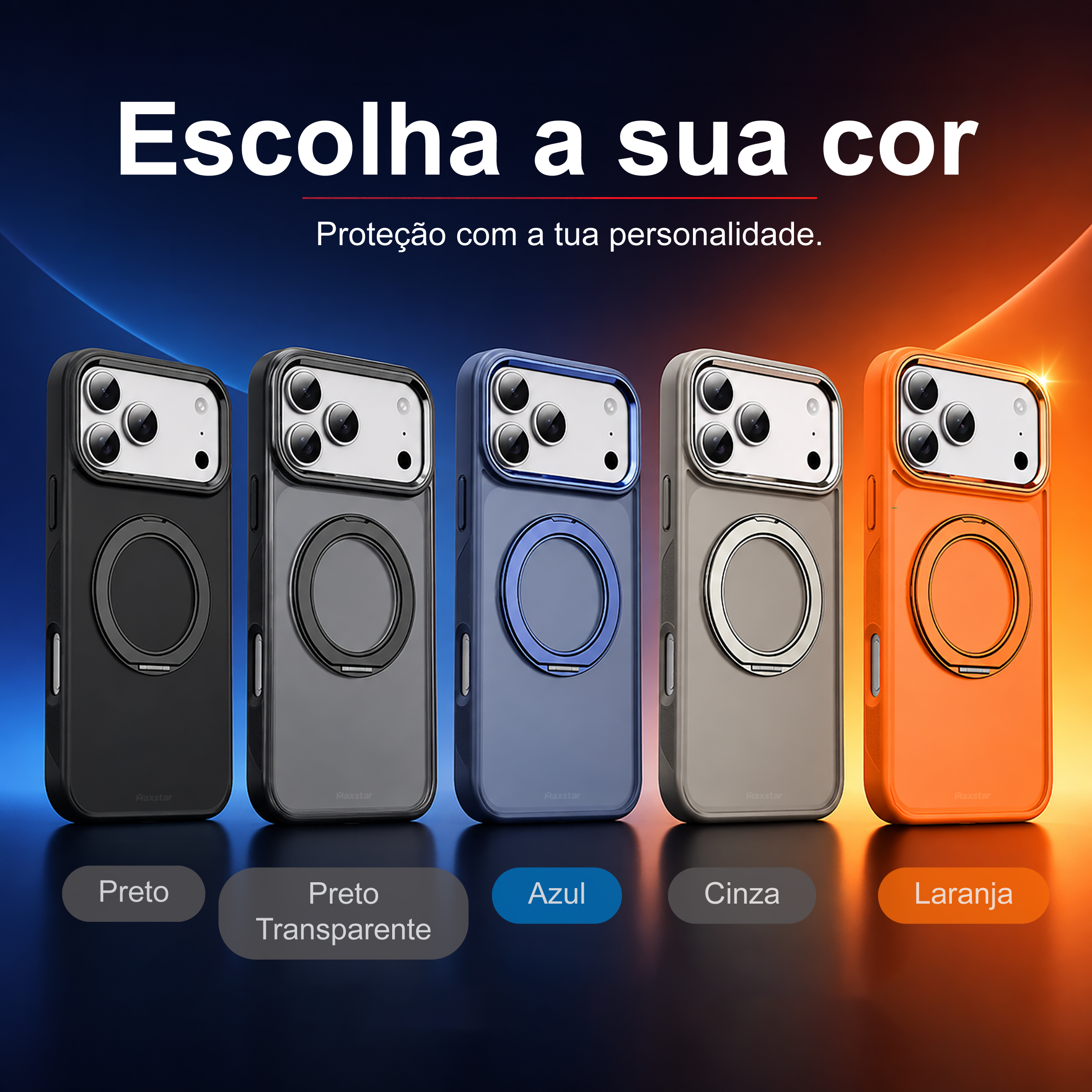 Maxstar MX801 Capa Magnética Antichoque Compatível com MagSafe para Apple iPhone 17 Pro Max , com Anel Rotativo 360° e Proteção Metálica Elevada da Câmara - Image 6