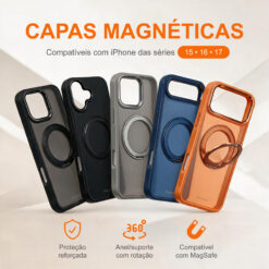Maxstar MX801 Capa Magnética Antichoque com MagSafe para Samsung Galaxy S26 Ultra , com Anel Rotativo 360° e Proteção Metálica Elevada da Câmara